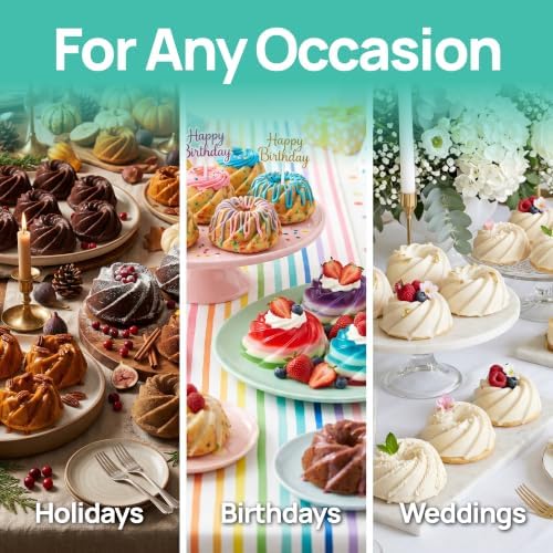 O'Creme Bakeable Plastic Mini Swirl Cake Pan, Baking Pan With Non-Stick Silicone, Reusable nonstick baking molds, Durable, Lightweight, Easy Storage for Baking and Much More - 50 QTY Pack