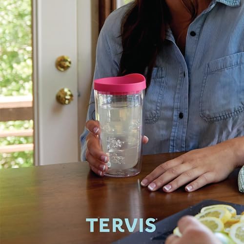 Tervis Clear & Colorful Tabletop Made in USA Double Walled Insulated Tumbler Travel Cup Keeps Drinks Cold & Hot, 16oz, Citrus Sunrise