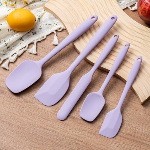 Silicone Spatula Set,5 Piece Food Grade Rubber Spatulas,Lavender