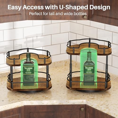 SNTD Lazy Susan Spice Rack Organizer for Cabinet, Wood, Vintage, 9 in