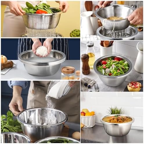 Gulex Colander Stainless Steel 3-quart with Bowls,Strainer for Kitchen(2PC)