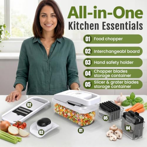 Multifunctional Vegetable Chopper & Mandoline Slicer, Veggie Chopper