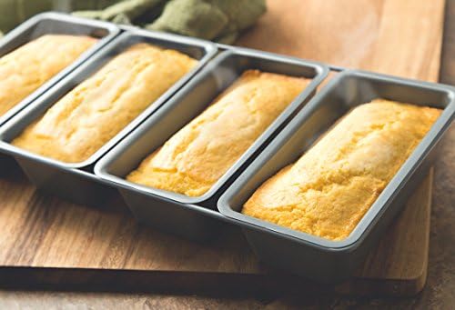 Fox Run Loaf Pan, Linked Non-Stick Mini Bread Pans, with 4 Connected Wells