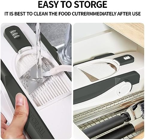 ONCE FOR ALL Upgrade Safe Mandoline Slicer Plus, Adjustable Vegetable Slicer DarkGray