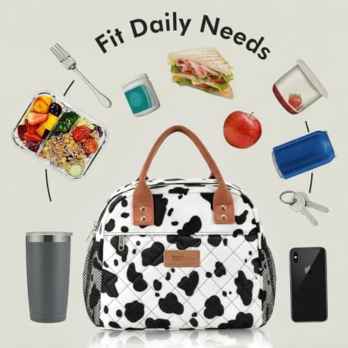 HOMESPON Insulated Lunch Bag for Women Men, Cooler Tote Box, Dairy Cow