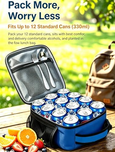 Lunch Box Insulated Lunch bag for Men Teen Kids Boys Adult Portable Stylish Small Lunchbox Special Design for Working Office school Picnic (Blue 6L(Without Shoulder Straps))