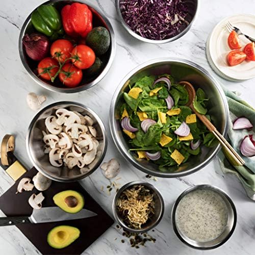 FineDine Stainless Steel Mixing Bowls Set, Dishwasher Safe, 6 Piece Metal Mixing Bowls For Kitchen, Nesting, Large, Small, Big Food Prep, Cooking, Baking (Pack of 2)