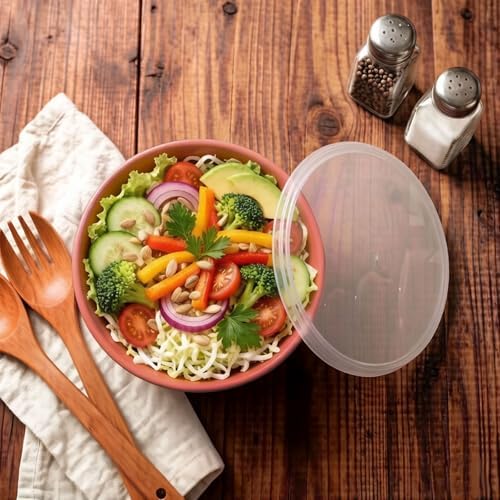 4-Piece Classic Plastic Prep Bowls with Lids, Nesting Plastic Small Mixing Bowl Set for Mixing, Baking, Prepping, Cooking and Serving Food, Microwave and Dishwasher Safe (Light pink)