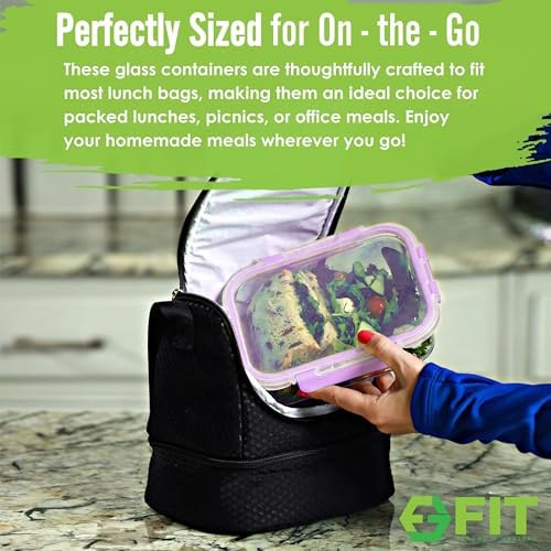 Glass Meal Prep Containers 2 & 3 Compartments with Lids 4 Pack 32 oz