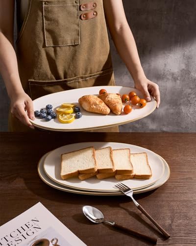 famiware Serving Platters Set of 3 Sizes - Oval, Matte White