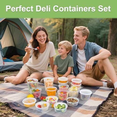 60 Sets (120-Piece) Deli Containers with Lids, 32/16/8 oz X 20 Set Each