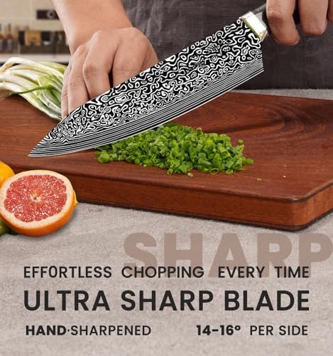 Knife Set, 15 Pieces Kitchen Knife Set with Built in Sharpener, High Carbon German Stainless Steel Knife Block Set, Dishwasher Safe, Fathers Day Gift for Men