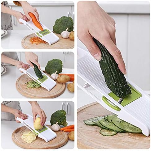 NACOLUS 5 in 1 Mandoline Slicer Vegetable Slicer Mandolin Multi Blade Potato Veggie Slicer Vegetable Cutter Julienne Shredder Potato Slicer Green