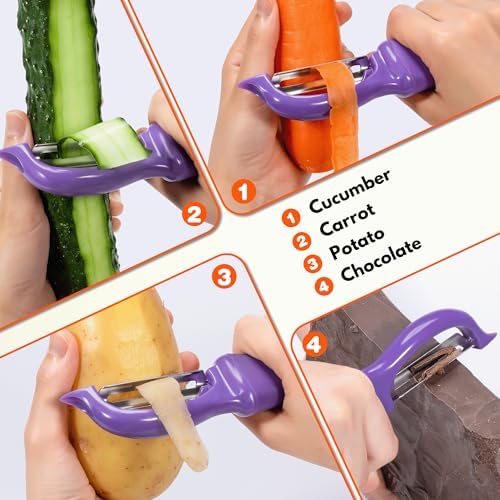 Rainspire Vegetable Peeler Potato Peelers for Kitchen, Sharp Stainless Steel Blades Veggie, Comfortable Handle Fruit Peeler, Carrot Peeler Apple Peeler Dishwasher Safe, Purple, 1-Pack