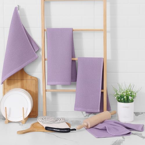 Homaxy 100% Cotton Waffle Weave Kitchen Dish Towels 4-Pack, Lavender