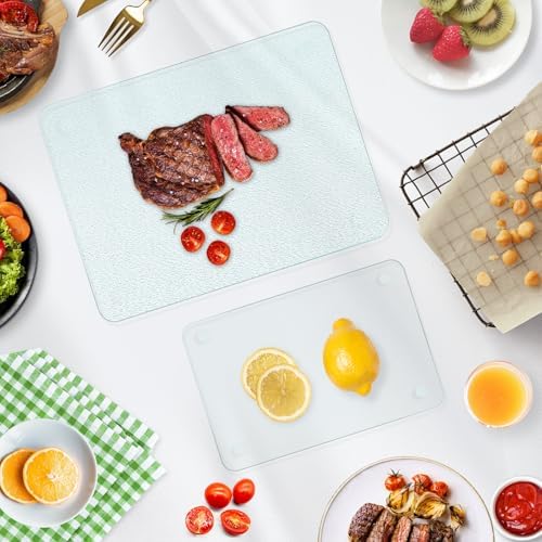 Tempered Glass Cutting Board, 8x12" Glass Cutting Board for Kitchen Counter,Small Size Frosted,with Non-Slip Feet, Scratch Resistant,Heat Resistant