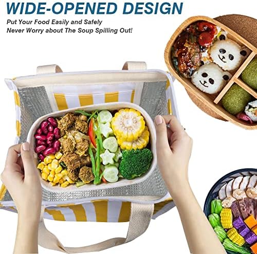 iknoe 9L Insulated Lunch Bag for Men & Women, Leak-Resistant Yellowstripe