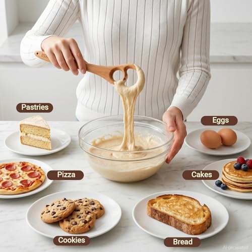 2 Pack Wooden Danish Dough Whisk, 12.6" Handcrafted Dutch Bread Whisk, Seamless & Easy to Clean Sourdough Whisk for Pizza, Batter & Professional Baking
