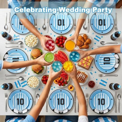 I00000 20Pcs Blue Plastic Soccer Plates, Disposable Plates for Soccer Party