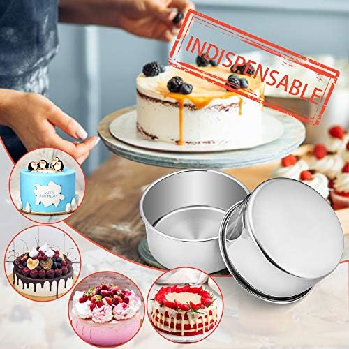 E-far 6 x 3 Inch Cake Pans Set of 3, Stainless Steel Deep Cake Pans