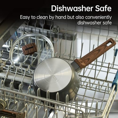 MsMk 1 QT Nonstick Saucepan with Lid, Grey Induction Cooking Pot
