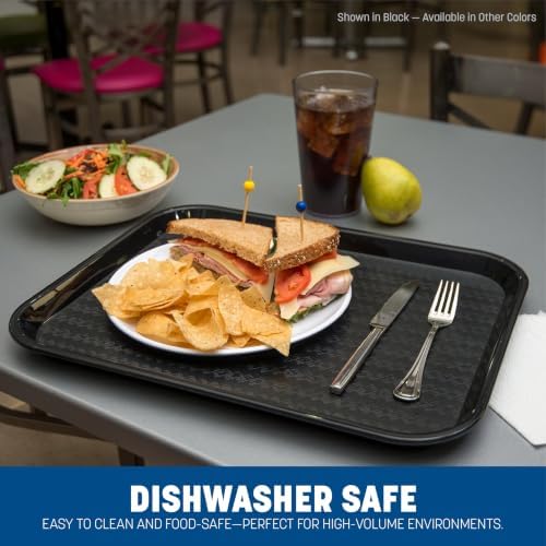 Carlisle FoodService Products Fast Food Cafeteria Tray, Durable Polypropylene with Slip-Resistant Surface, Stackable for Cafes and Schools, BPA-Free, Rectangular, Black