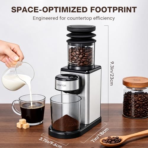 Conical Burr Coffee Bean Grinder, 25 Precise Settings, Anti-Static