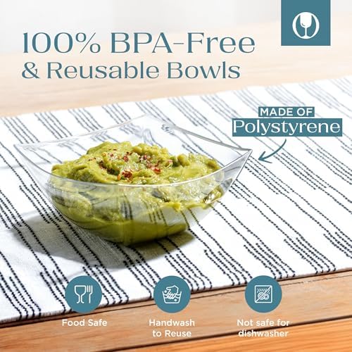 4 Pack Disposable Clear Plastic Party Bowls, Square Serving Bowls 8oz