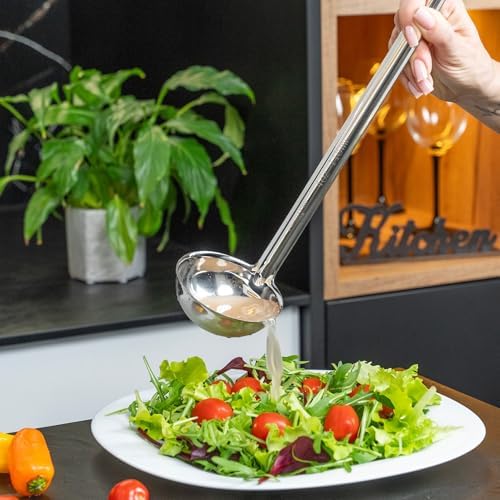 Stainless Steel Soup Ladle, 4 oz Metal Serving Spoon, Heat Resistant