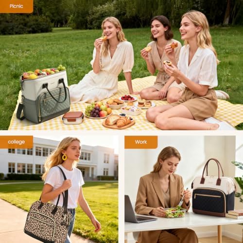LOVEVOOK Lunch Bag Women, Insulated Lunch Box for Women with Cup Holder