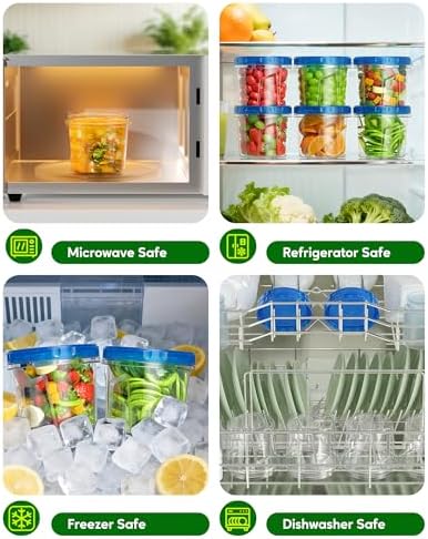 Canfanni 8 Pack-24 OZ Freezer Storage Containers, Plastic Soup Container with Lids, BPA Free Food Storage Containers with Twist Top Lids, Reusable, Microwave and Dishwasher Safe