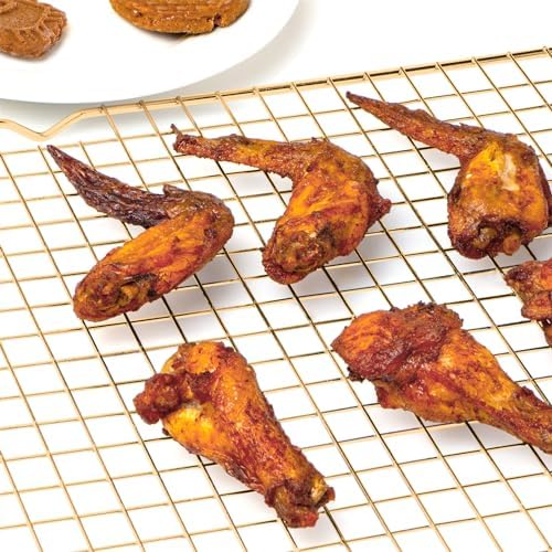 Briout 2PCS Cooling Rack for Cooking and Baking, 16" x 10" Wire Rack, Gold