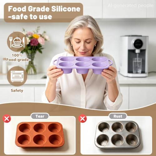 Jumbo Silicone Muffin Mold for Baking: 2 PCS Large Muffin Pan with Frame