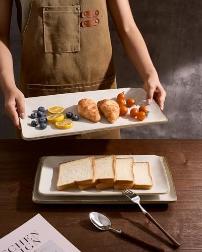 Famiware Serving Platters Set of 3 Sizes - Rectangular, Matte White