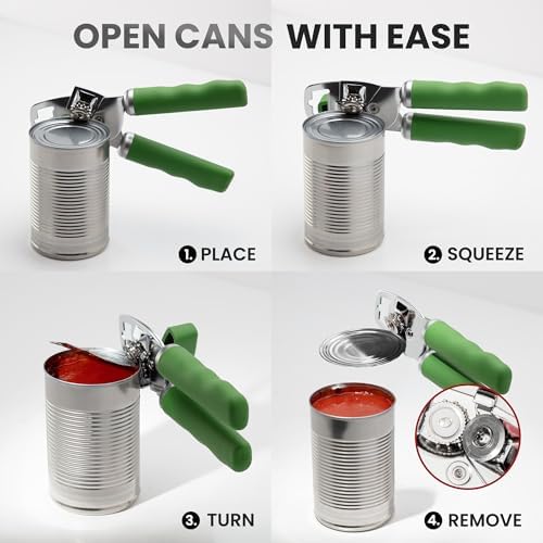 Zulay Kitchen Manual Can Opener Heavy Duty Patented Stainless Steel, Pine