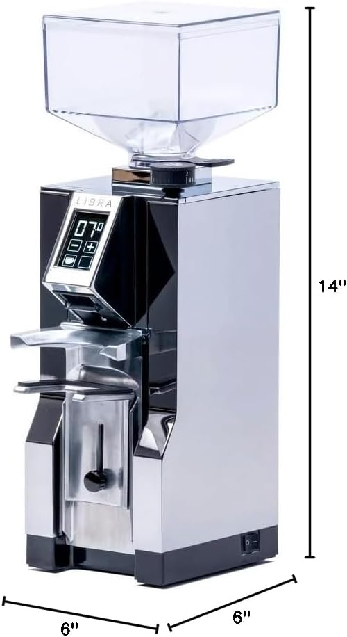 Eureka Mignon Libra Espresso Grinder | Grind by Weight | 55mm Burrs | Stepless | Silent Technology | Chrome