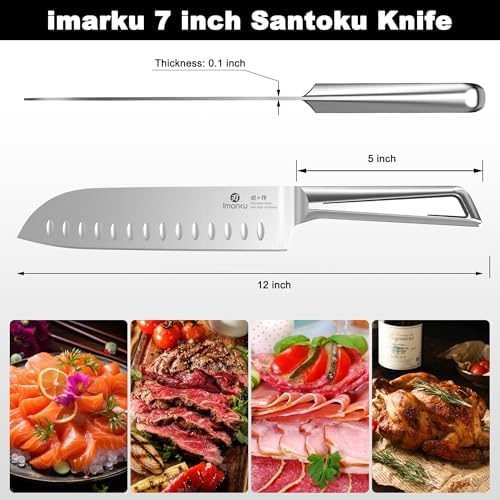 imarku Santoku Knife 7 Inch, Japanese Sharp High Carbon Stainless Steel