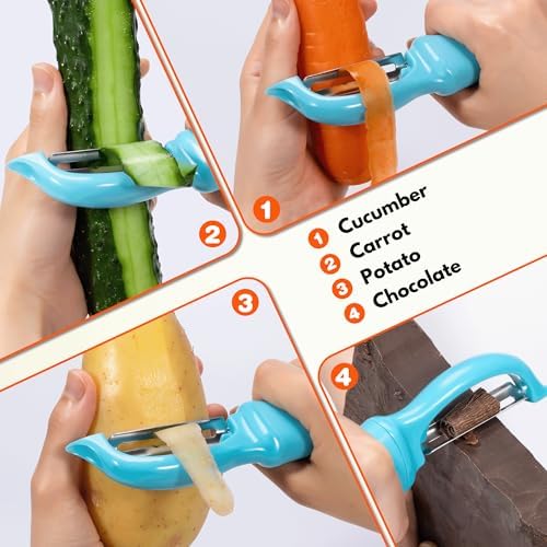 Rainspire Vegetable Peeler Potato Peelers for Kitchen, Sharp Stainless Steel Blades Veggie, Comfortable Handle Fruit Peeler, Carrot Peeler Apple Peeler Dishwasher Safe, Blue, 1-Pack