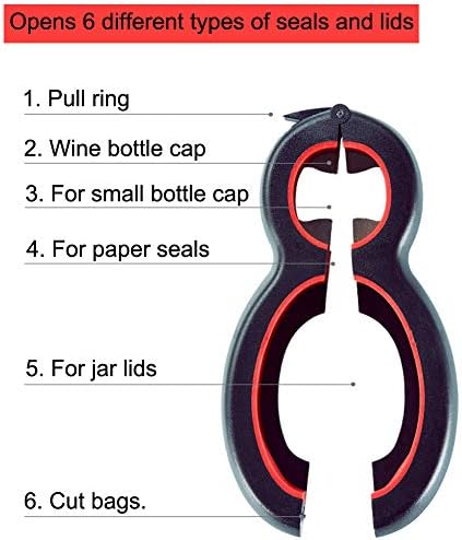 Medsuo Jar Opener, Non-Slip, 6 in 1 Multi Tool Bottle Opener for Seniors