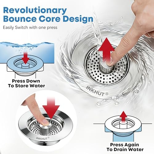Upgraded 3 in 1 Kitchen Sink Drain Strainer (Mirror Silver)