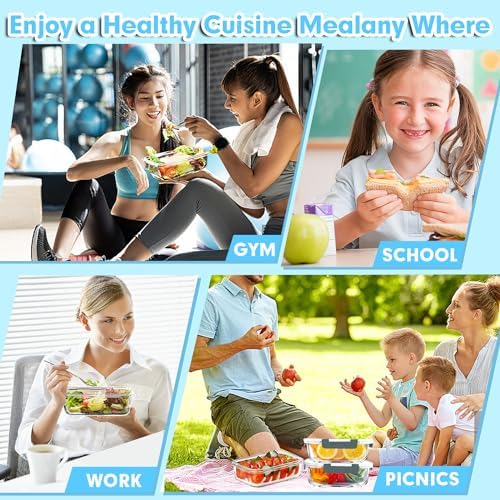 VERONES 5 PACK 36 OZ Glass Meal Prep Containers Set with Lids, Grey