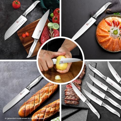 SYOKAMI 2026 Upgrade Japanese Kitchen Knife Set with Torii-Style Block