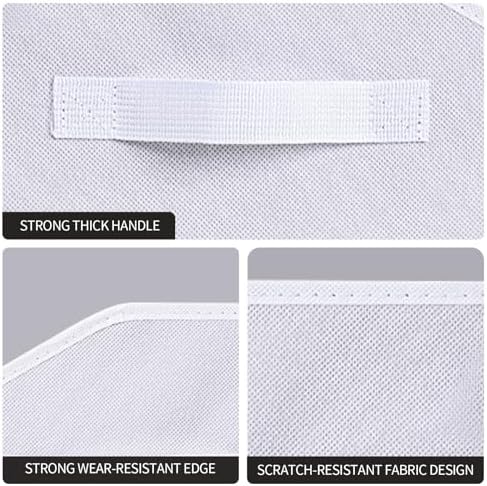 Homsorout Closet Baskets for Shelves - Decorative Storage Baskets with Handle, Trapezoid Closet Bins for Organization, Shelf Storage Bins for Clothes, Books, Home, Office, 8 Pack, White