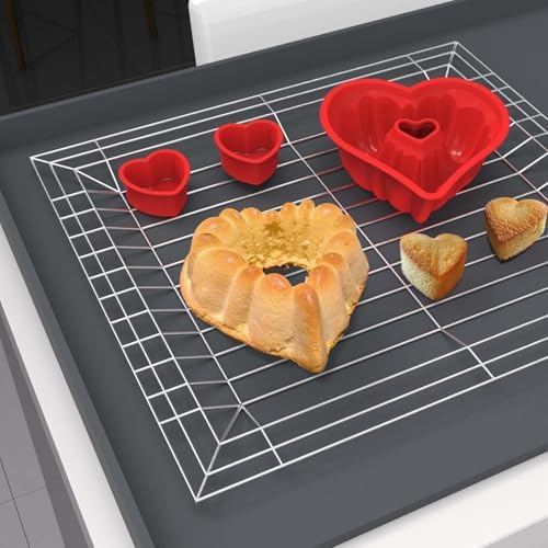 SILIVO 4 inch Heart Cake Pans, 6 Pack Nonstick Mini Heart Shaped Cake Pans