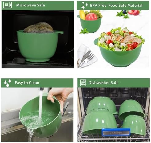 BoxedHome Classic Mixing Bowls Set of 4, BPA Free Plastic Microwave Safe