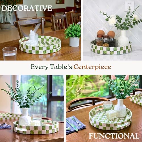 CHI AN HOME 16"x12" Capiz Serving Tray, Decorative Coffee Table Tray, Green