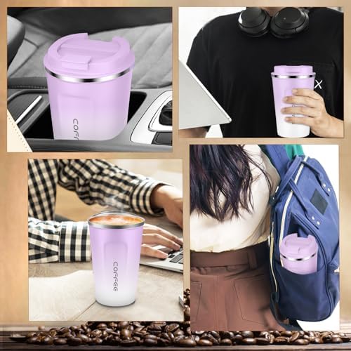 CS COSDDI 12 oz Coffee mug - Stainless Steel Coffee Cup with Leakproof Lid