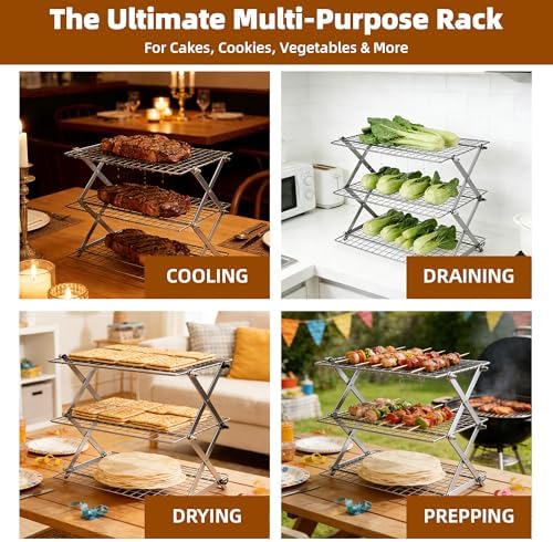 4 Tier Collapsible Cooling Rack Sourdough Cooling Rack 17"x10"