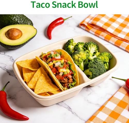bloomoon 2 Compartment Paper Bowls 100 Pack for Chip and Dip