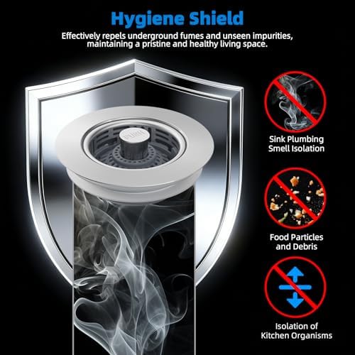 Hibbent 4 Pack 3 in 1 Kitchen Sink Drain Strainer, Metal Pop Up Stopper